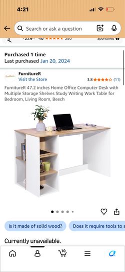 White and tan desk