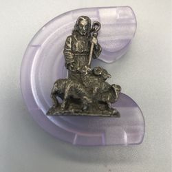 Vintage Miniature Figurine Good Samaritan Garden Grove CA Pewter Sheep