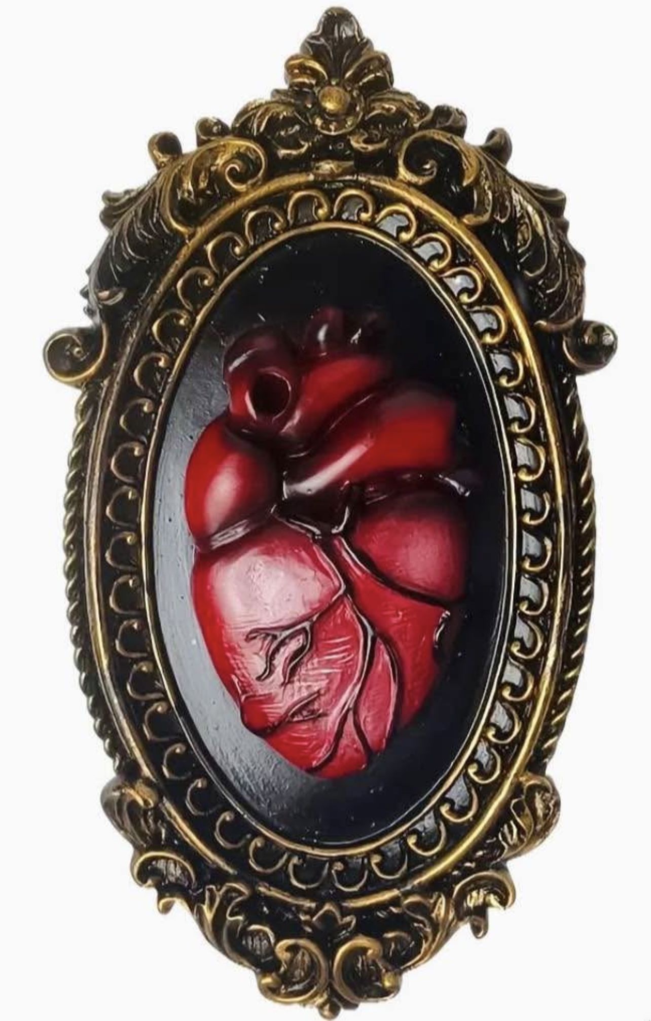 Elegant Resin Anatomical Heart 7.87”x4.33” Goth Art Decor Framed Ornate♥️✨ Halloween Horror (FIRM)