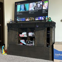 TV Stand With Sliding Cubby Barnyard Doors