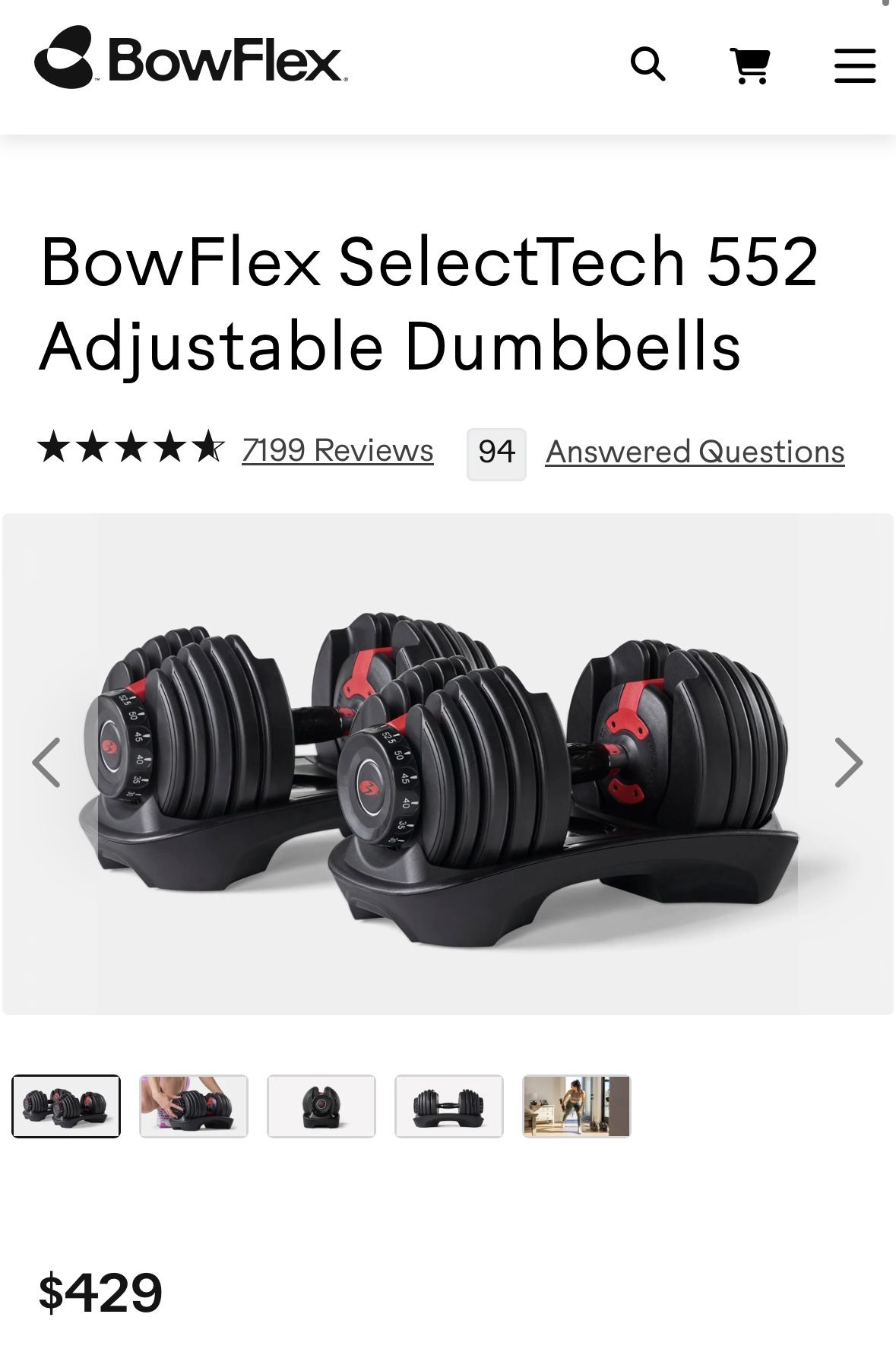 Bowflex 552 Adjustable Dumbbells Pair Brand New In Box