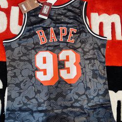 M&N X Bape A Bathing Ape Miami Heat Jersey Number #93 Bape 1993 Mitchell & Ness