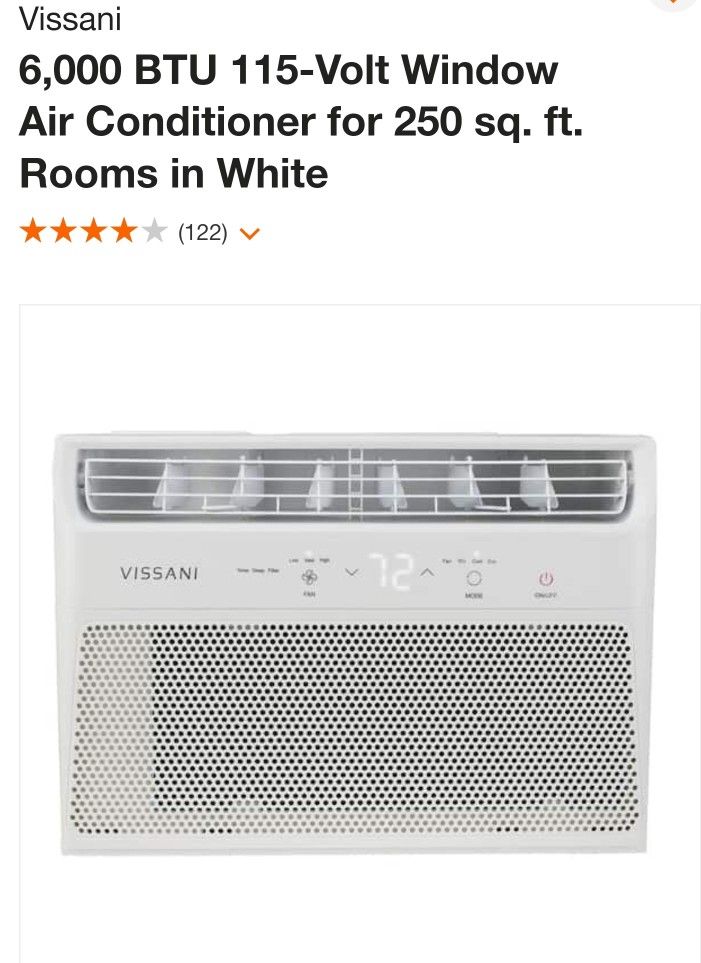 Vissani
6,000 BTU 115-Volt Window Air Conditioner for 250 sq. ft. Rooms in White