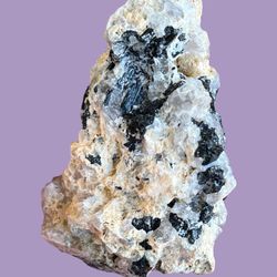 Black Tourmaline, Red Garnets And Quartz. Crystals Gemstones Rocks Minerals