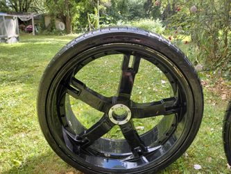 Three  CORVETTE 3black Split-Spoke  Corvette Wheel & Tire Combo