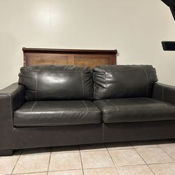 Midnight Gray Leather Sofa