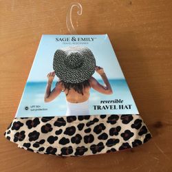 Sage & Emily Animal Print Reversible Travel Hat - Womens One Size, NWT