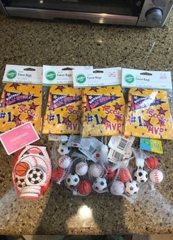 Sports themed favor bags & favors