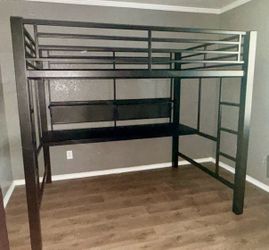 Twin Metal Loft Bed w/ Gaming Desk – Mostly Disassembled PLEASE READ DESCRIPTION !!