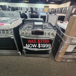 6.9 Cu. Ft. Smart Slide In Double Oven Gas Range With Probake And Instaview