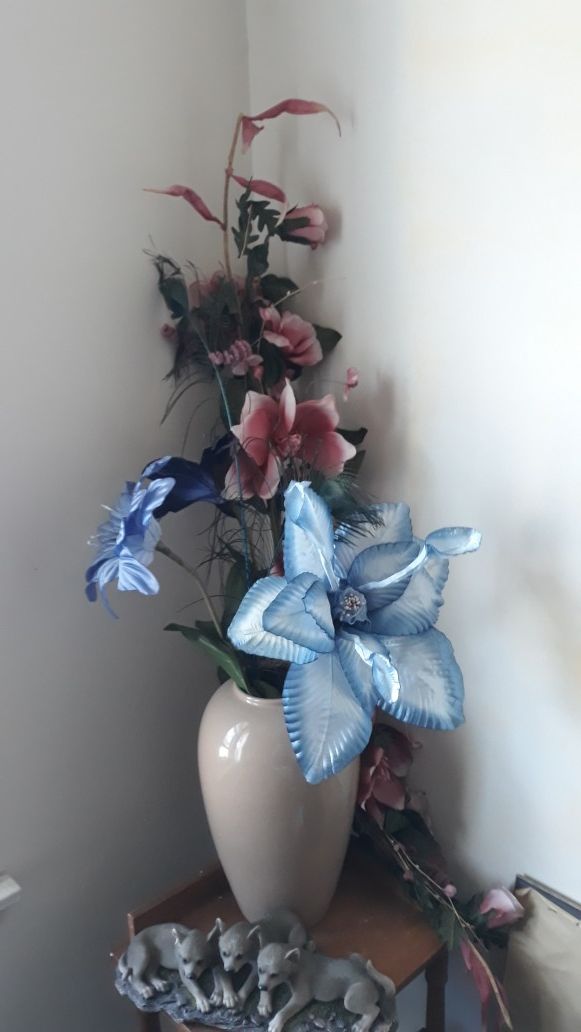 Blue flowers with vase