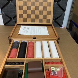 Vintage Marlboro Game Set Backgammon Poker Checkers Board Game Excellent Cond.