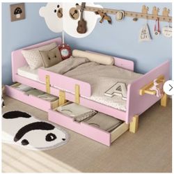 Twin Size Platform Bed with Storage Drawers 