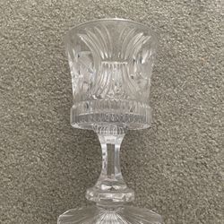 Vintage Crystal Hand Cut Pedestal Goblet Candy Dish