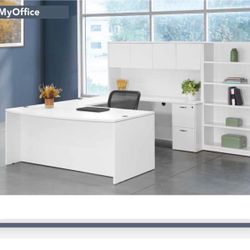 U Shaped Desk With Hutch And Shelves Furniture 