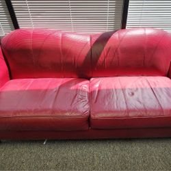 Red Leather Couch 