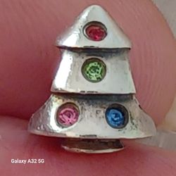Chamilia Sterling Silver " CHRISTMAS TREE " SWAROVSKI CRYSTALS CHARM
