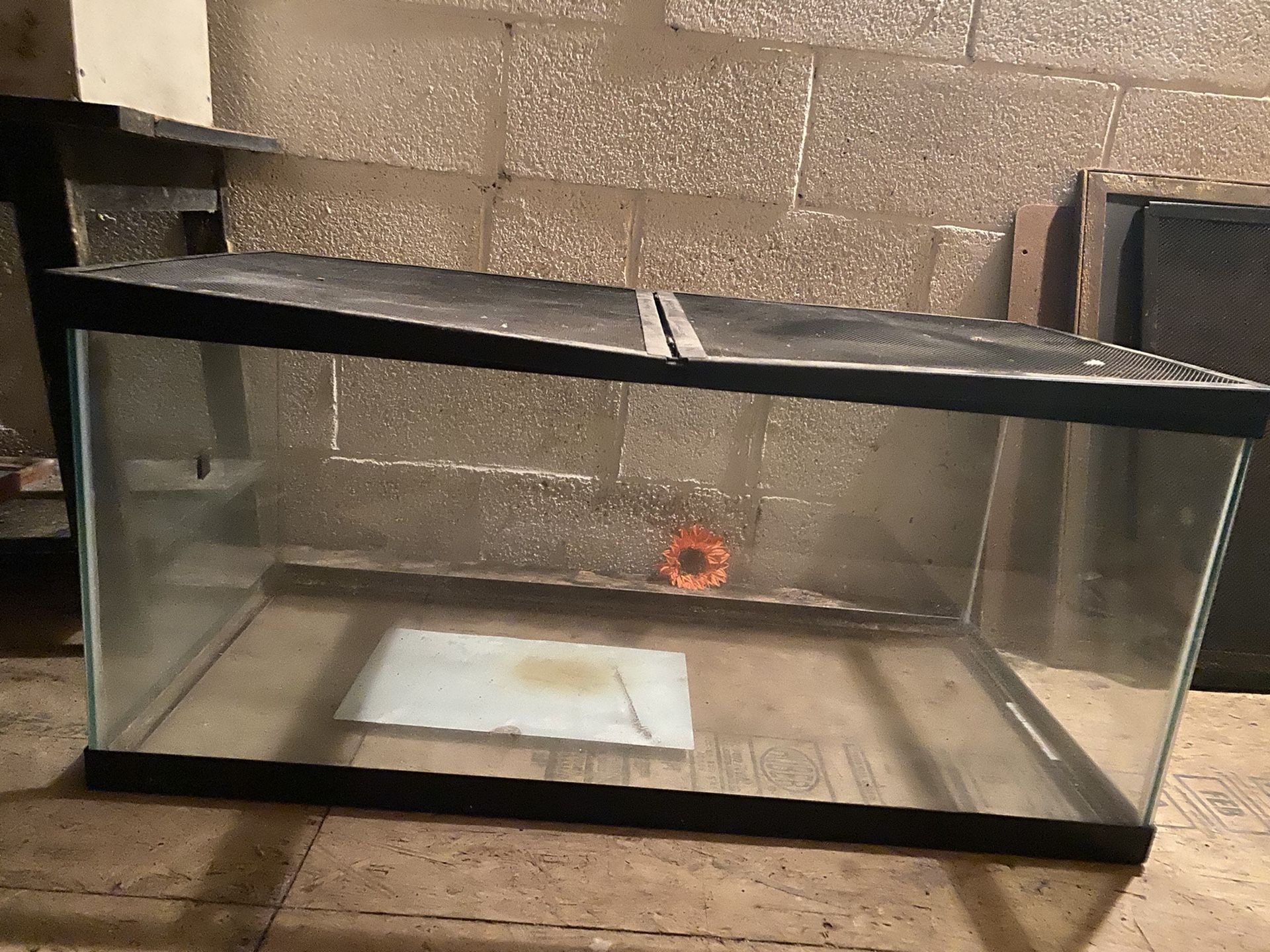 40 gallon reptile tank w/ split metal screen lid