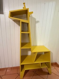 Children's book organizer, kids' book storage, cartoon-style children's bookshelf, giraffe-shaped shelf, eco-friendly high-density board