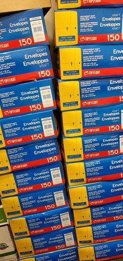 Kratf envelopes. Sobres amarillos grandes cajas de 150 unidades a $20 la caja tengo 20 cajas