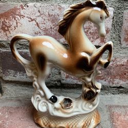 vintage/antique PRANCING HORSE FIGURAL CERAMIC equestrian Made In Brazil