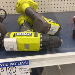 Ryobi Drill And Impact With 2 Batteries,charger And Bag