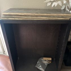 2 Dark Wood Storage Units With Shelves