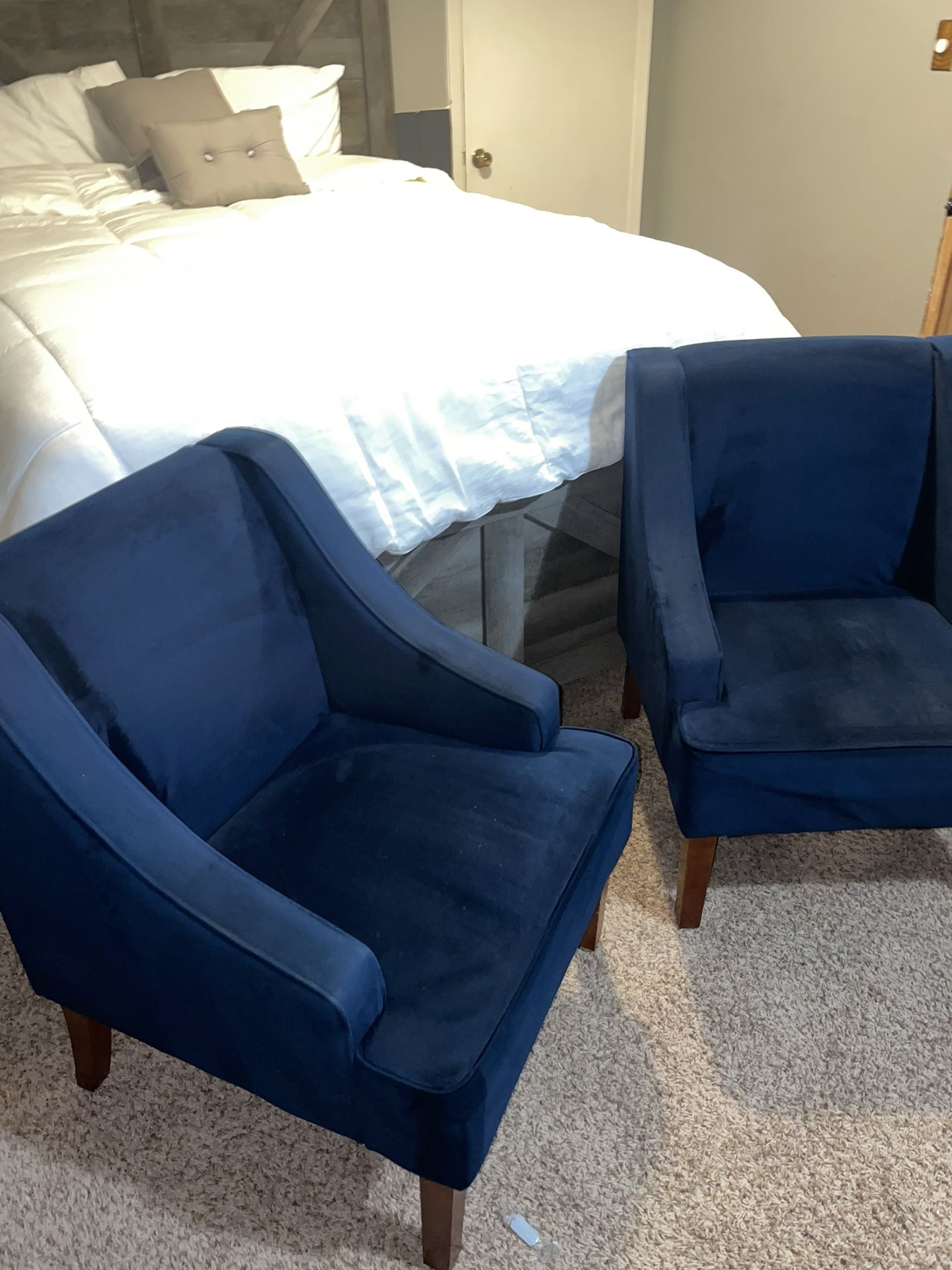Set Of Navy Blue Accent Chairs