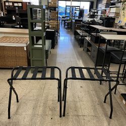 SONGMICS Luggage Rack Suitcase Stands Foldable Steel Frame Set of 2 - Black