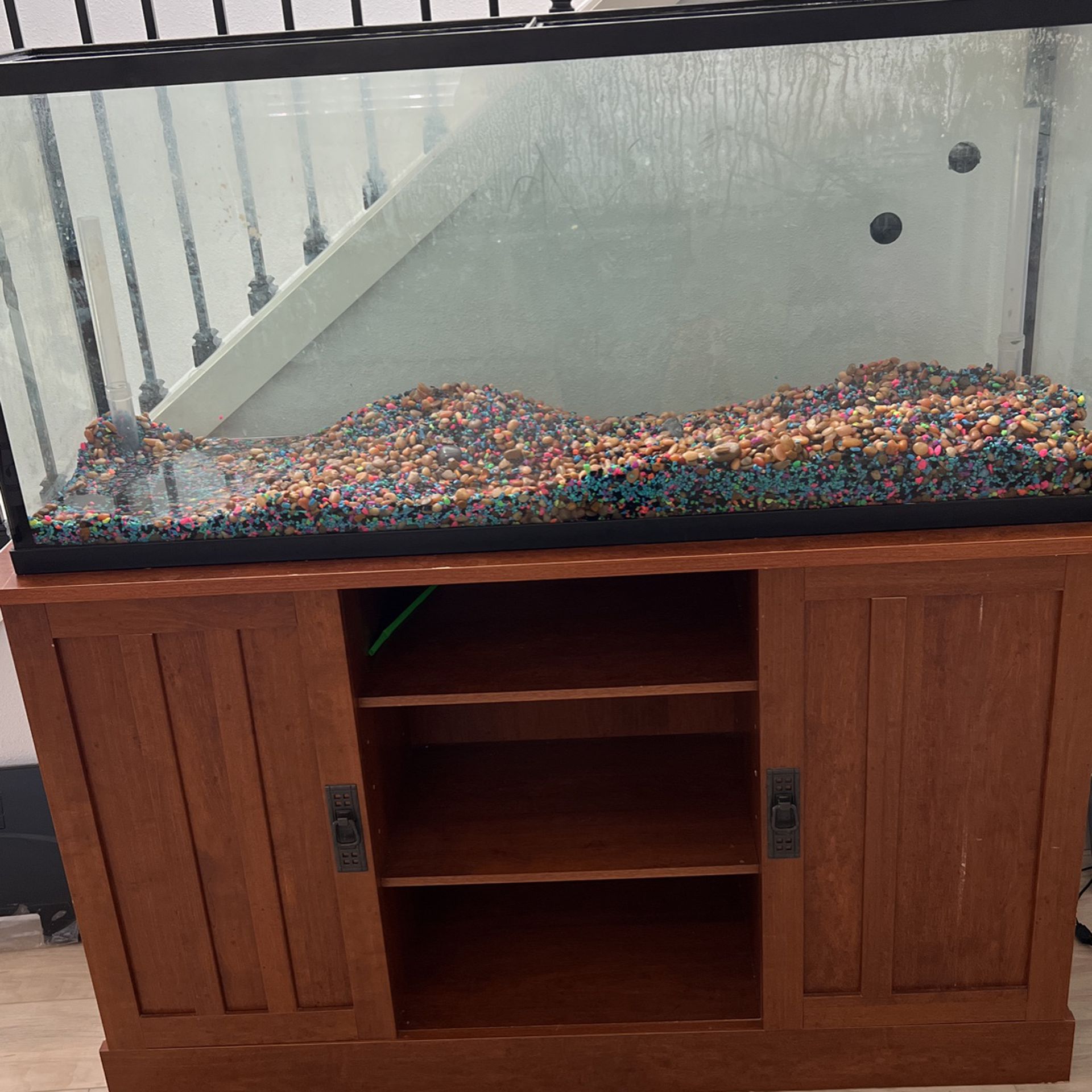 55 Gallon Fish Tank,  With heater And Filters + decorations And rocks