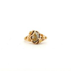 Ladies 14k Yellow Gold White Stone Ring Size 6.5 11061274