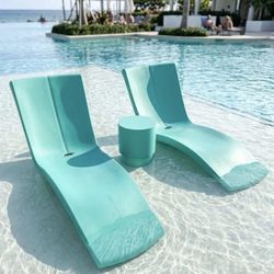 In-Pool Tanning Ledge Loungers (Set of 2) + Side Table - NEW - $650
