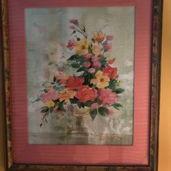 Framed Floral Watercolor Painting