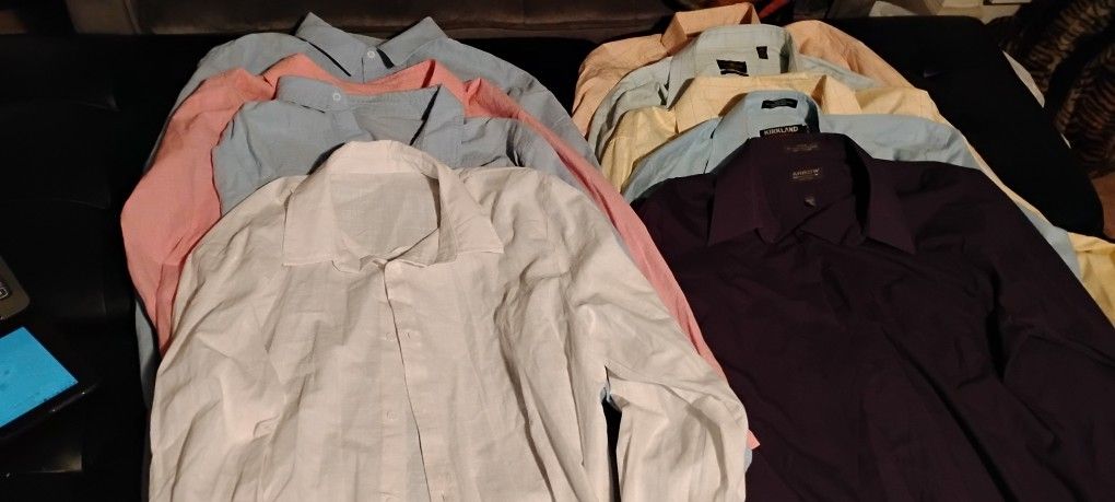 9 Men Dress Shirts, Size 17 1/2