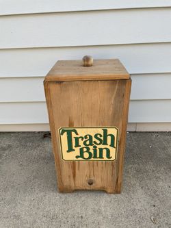Vintage Wood Trash Bin