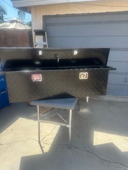 Black aluminum toolbox for truck