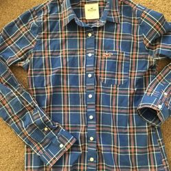 Cute Plaid Blue Hollister Button Up!