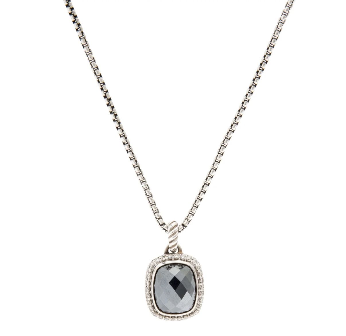 Hematite & Diamond Noblesse Pendant Necklace