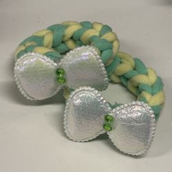 Hair Tie Green Bow 