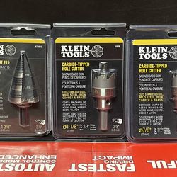 3 KLEIN TOOLS  1 STEP DRILL BIT#15 And 2 HOLE  CUTTER   NEW