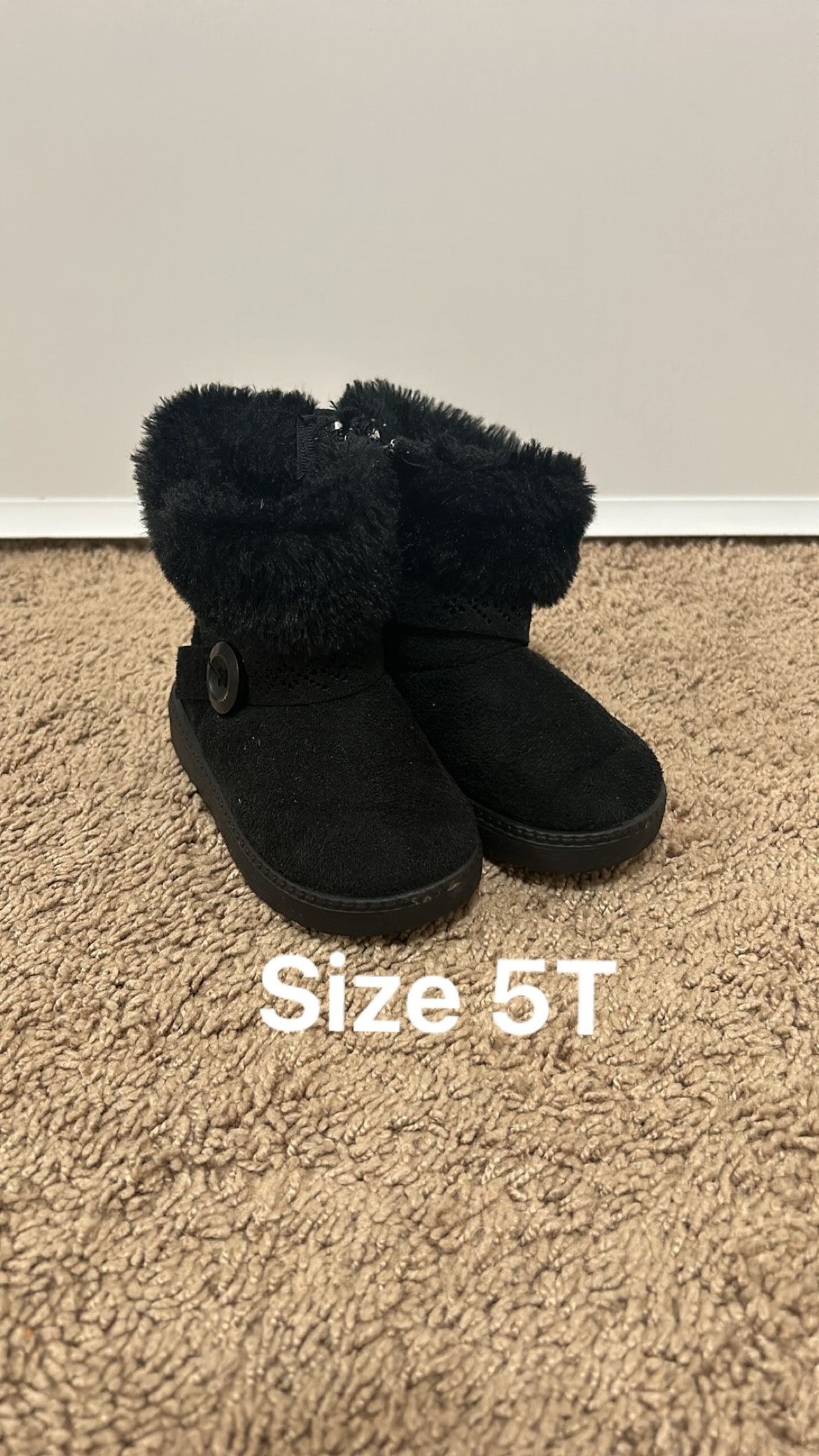 Booties Toddler Infant Size 5 Black Boots With Zipper
