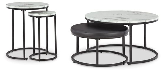 3pc Black and White Table Set 