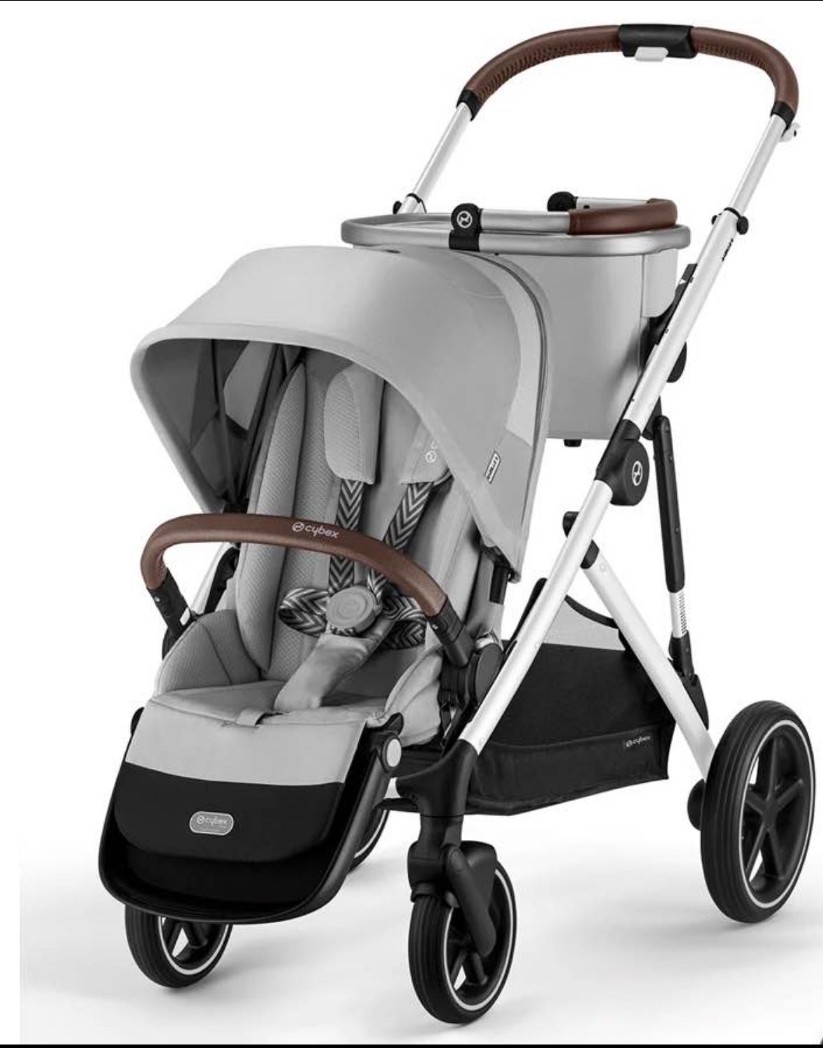 Cybex Gazelle S Single-to-Double Stroller - Silver Frame / Lava Grey