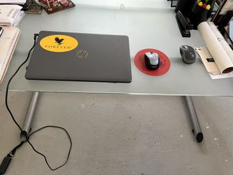 Glass / Metallic Office Desk With Chair