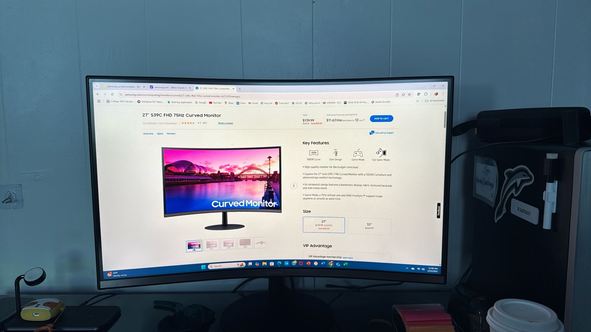 Samsung 27” Curved Monitor
