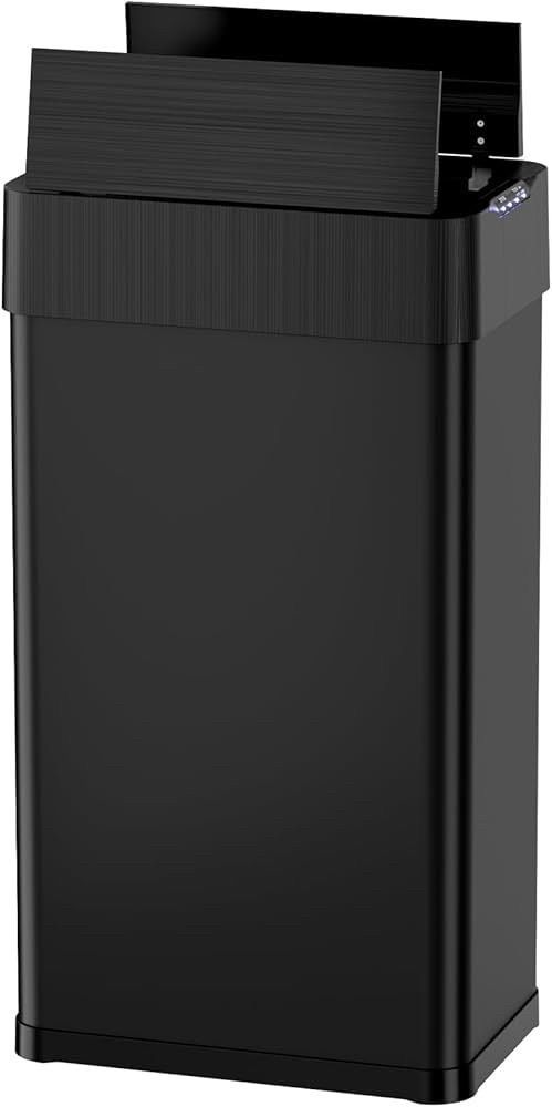 B183 $60 Automatic Trash Can,16 Gallon Touchless Motion Sensor Trash Bin, Smart Garbage Can with Soft-Close Lid, Bag Retainer Ring and Display Light,