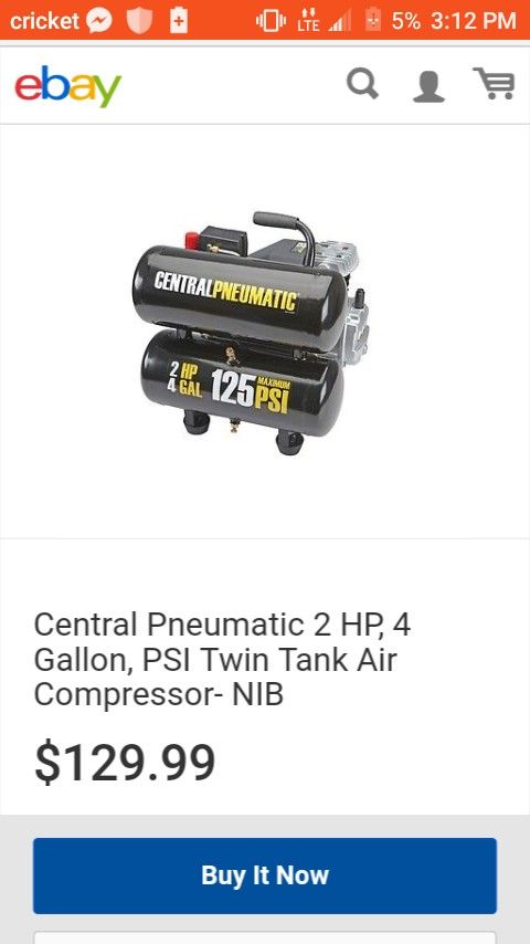 Central pneumatic 4 gallon 2 hp 125 psi twin 2025 tank air compressor