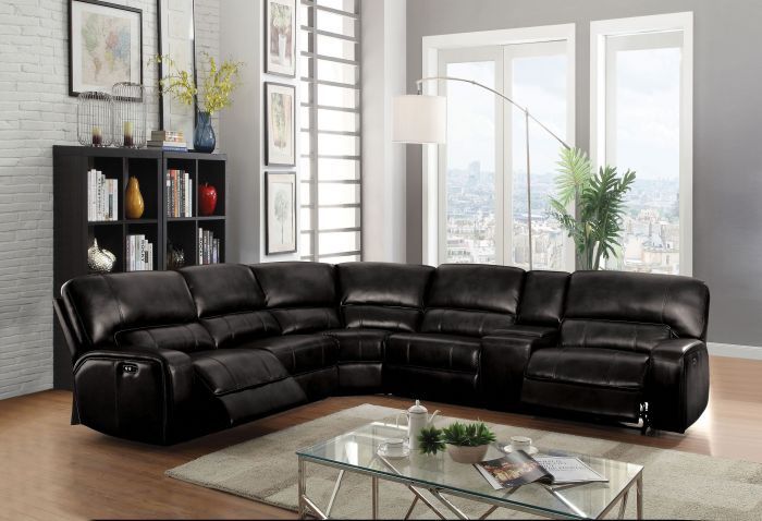 SECTIONAL BLACK POWER RECLINER