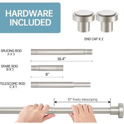 BRIOFOX Shower Curtain Rod Adjustable 18-78 Inch, Stainless Steel Spring Tension Shower Rod No Drilling Non Slip, Silver 