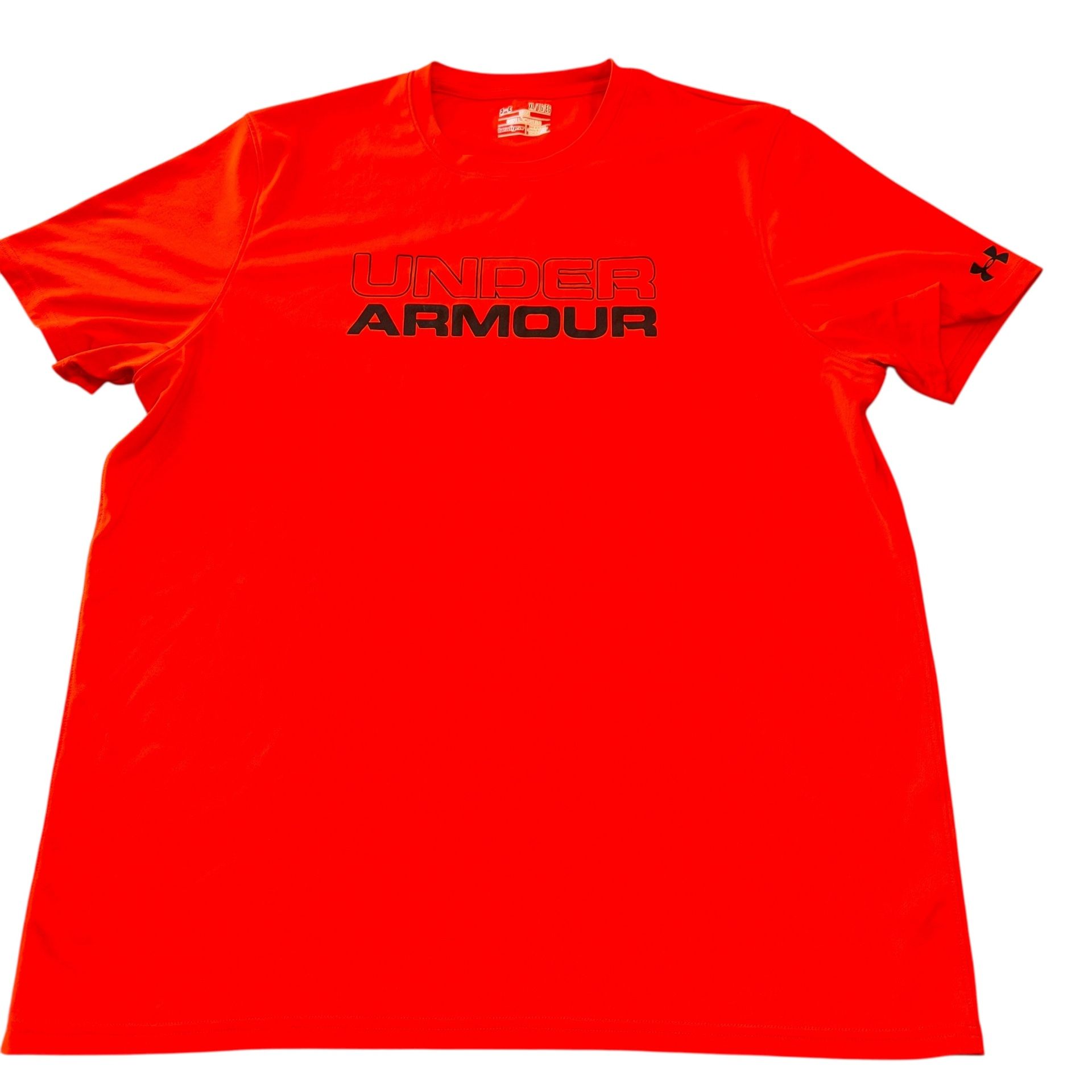 Under Armour Heat Gear Loose Fit Short Sleeve T-Shirt Men’s Size XL Orange Black   Excellent used condition, no stains or holes  Chest 24” across Shou